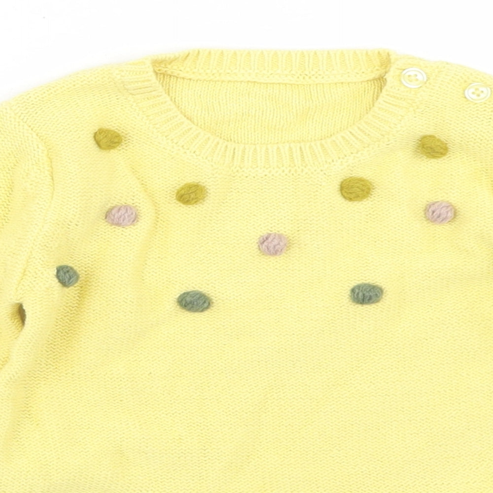 George Girls Yellow  Cotton Pullover Jumper Size 18-24 Months  Button