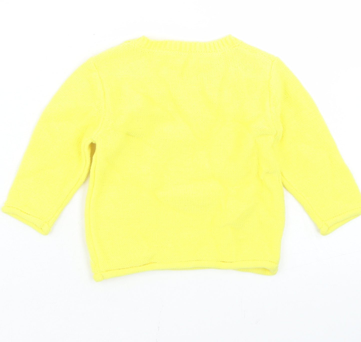 George Girls Yellow  Cotton Pullover Jumper Size 0-3 Months  Button