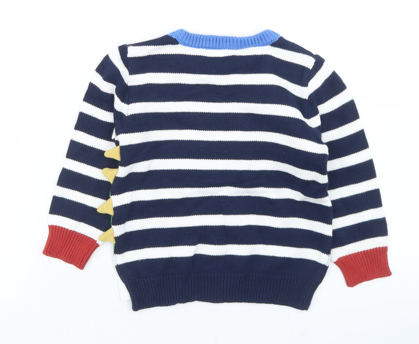 Dunnes Stores Boys Blue Striped Cotton Pullover Jumper Size 18-24 Months   - Dinosaurs