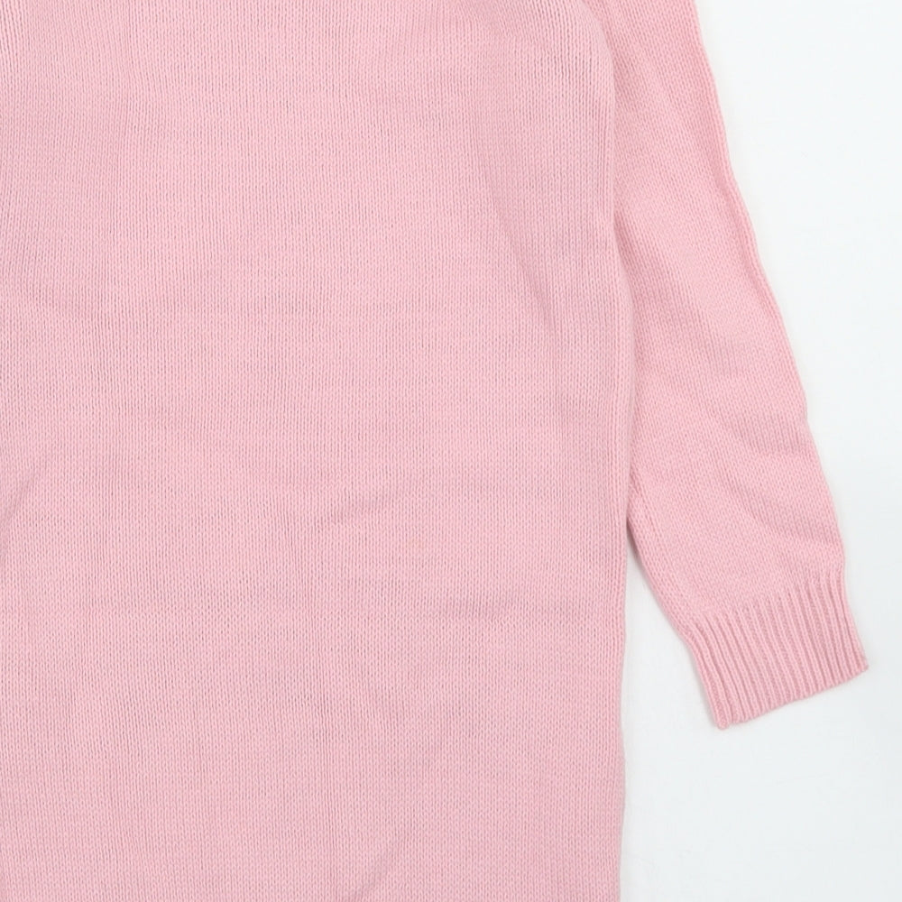 George Girls Pink  Acrylic Jumper Dress  Size 5-6 Years  Crew Neck  - rainbow