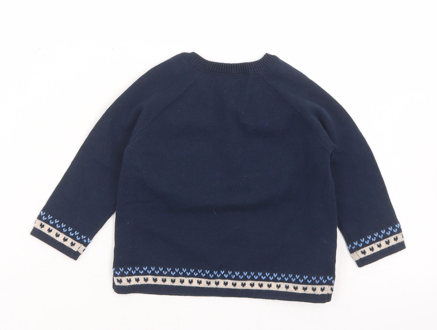 NEXT Boys Blue  Cotton Pullover Jumper Size 3-6 Months  Button - Beefeaters