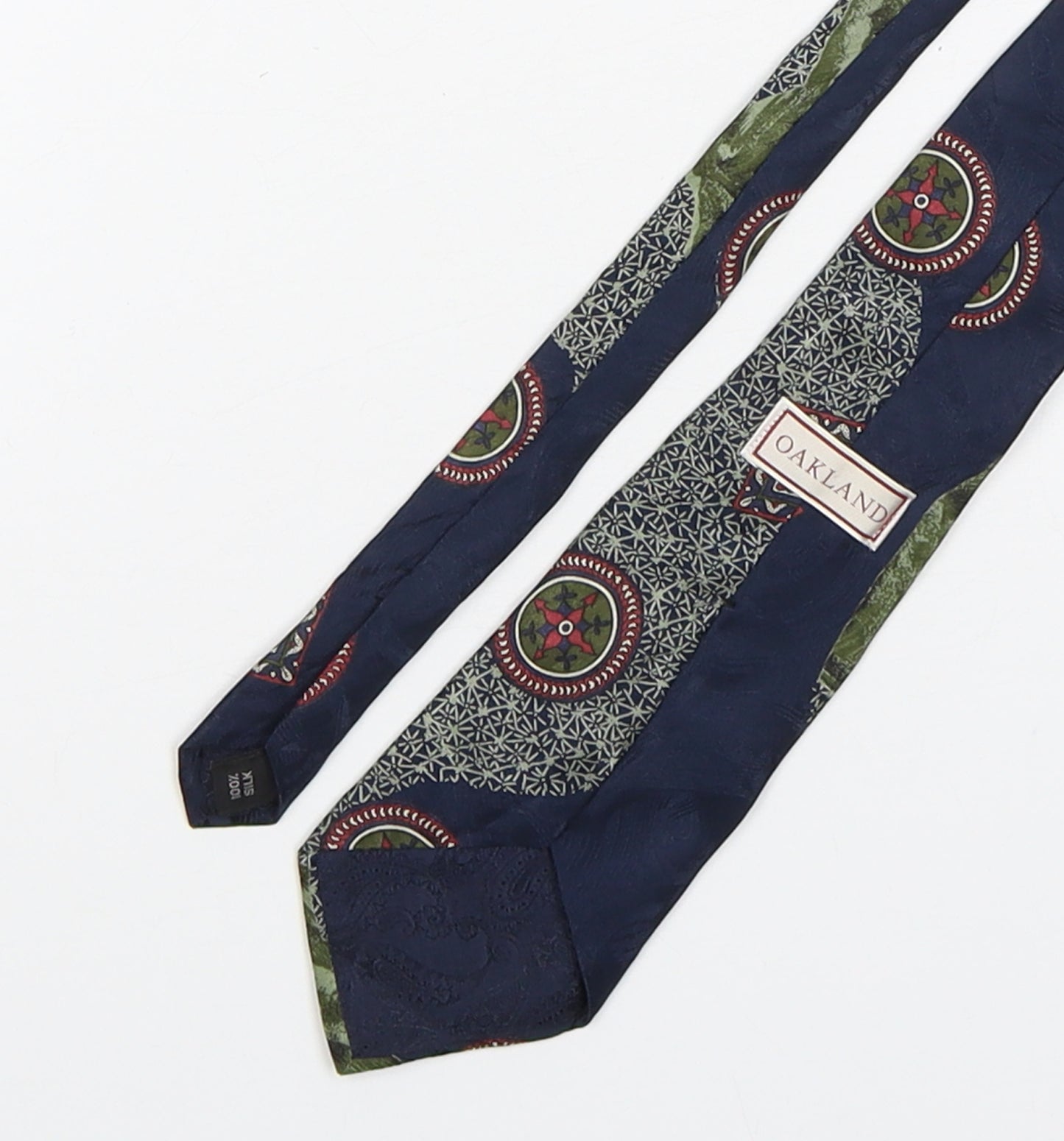Oakland Mens Multicoloured Geometric Silk Pointed Tie One Size