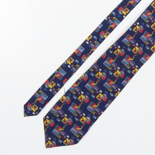 Vinuchi Mens Multicoloured Geometric Polyester Pointed Tie One Size - Diggers & Trucks