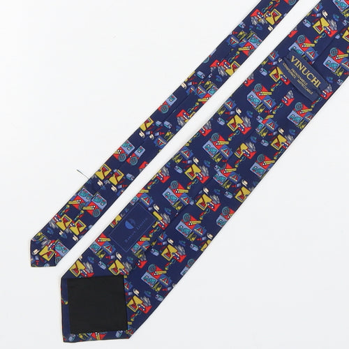 Vinuchi Mens Multicoloured Geometric Polyester Pointed Tie One Size - Diggers & Trucks