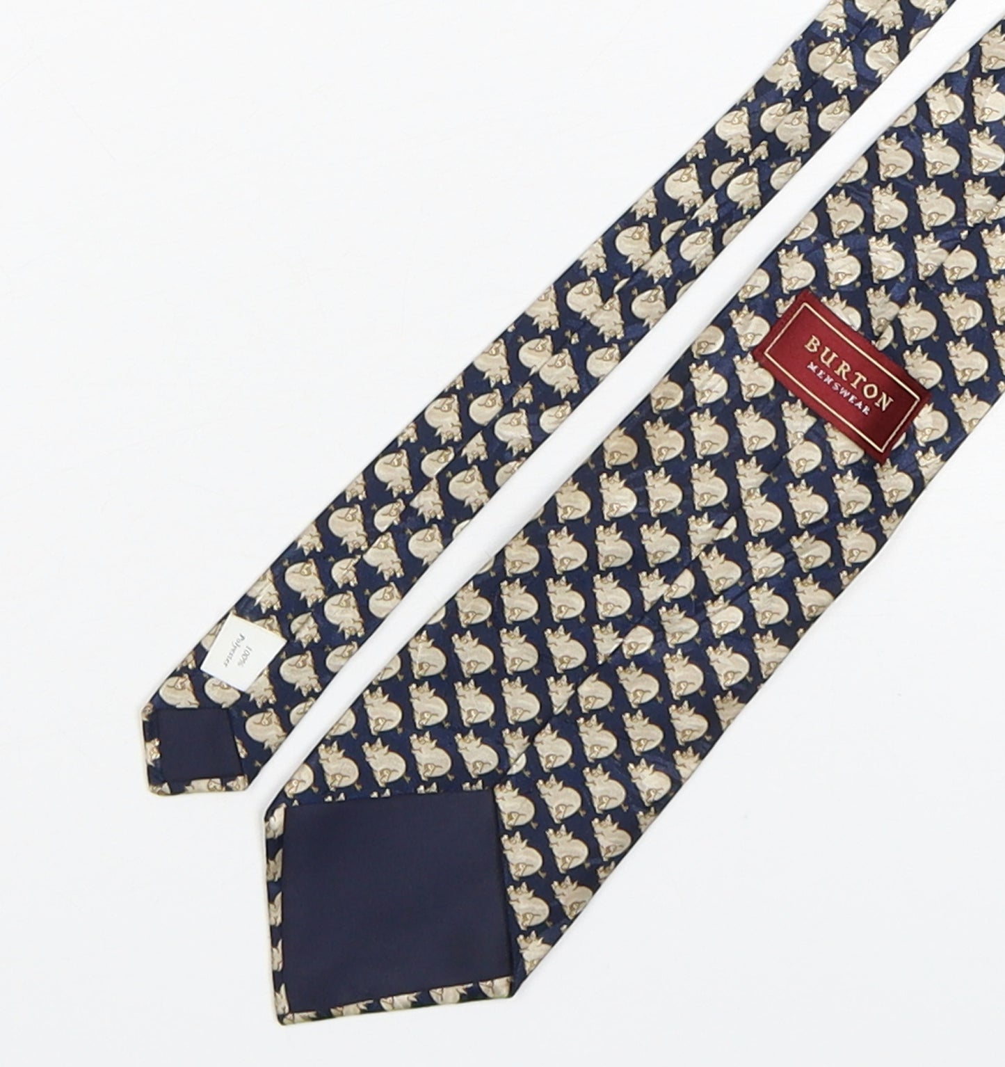 Burton  Mens Multicoloured Geometric Polyester Pointed Tie One Size - Pig print