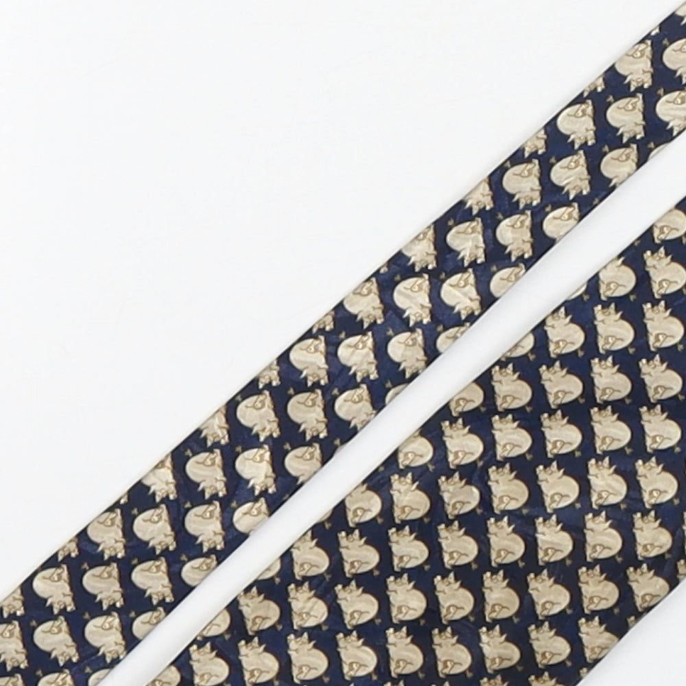 Burton  Mens Multicoloured Geometric Polyester Pointed Tie One Size - Pig print