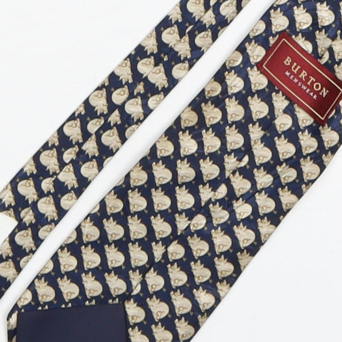 Burton  Mens Multicoloured Geometric Polyester Pointed Tie One Size - Pig print