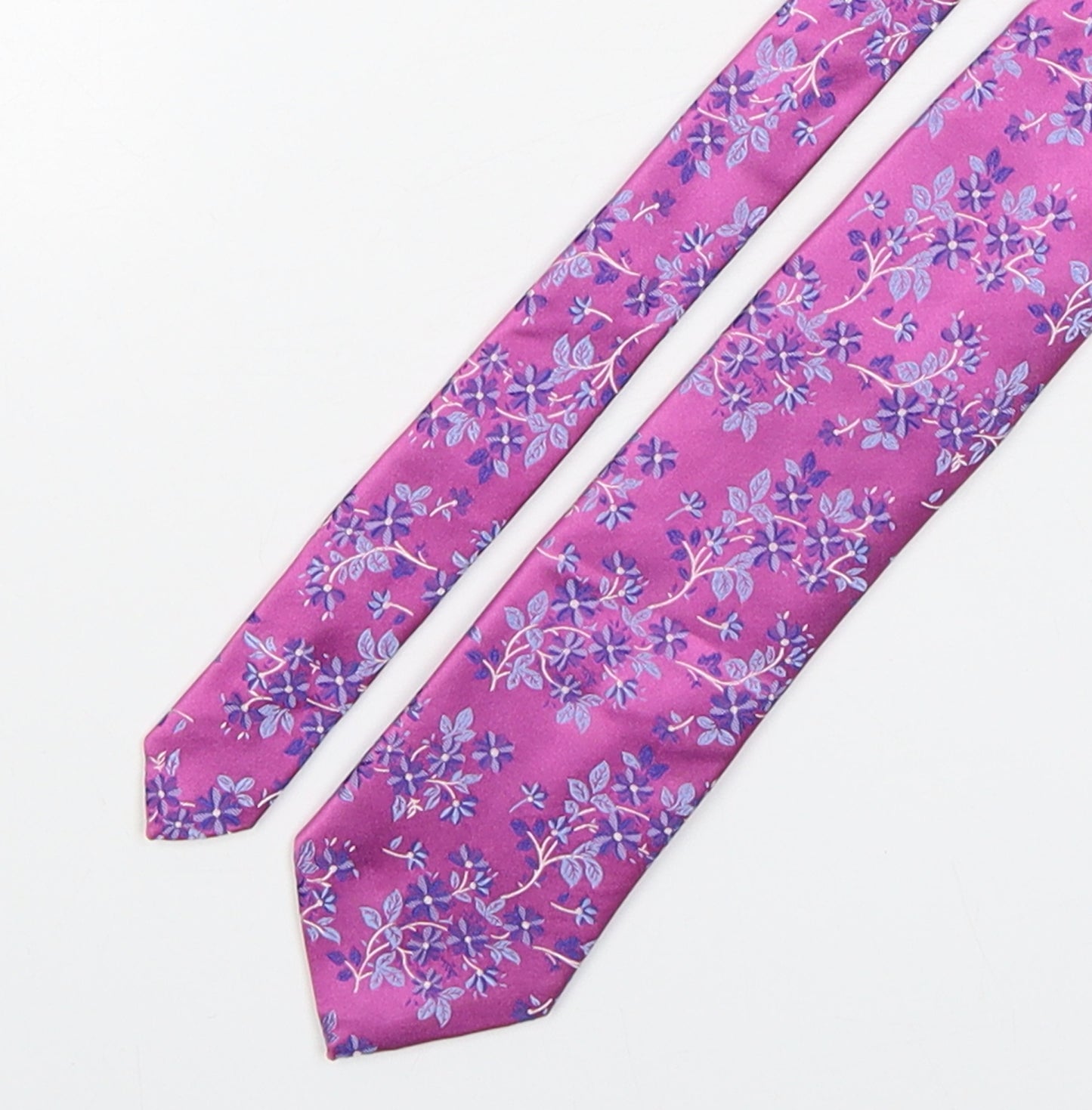 Marks and Spencer Mens Pink Floral Silk Pointed Tie One Size