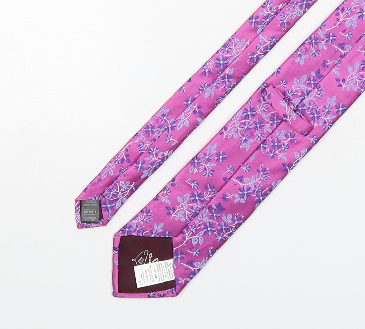 Marks and Spencer Mens Pink Floral Silk Pointed Tie One Size