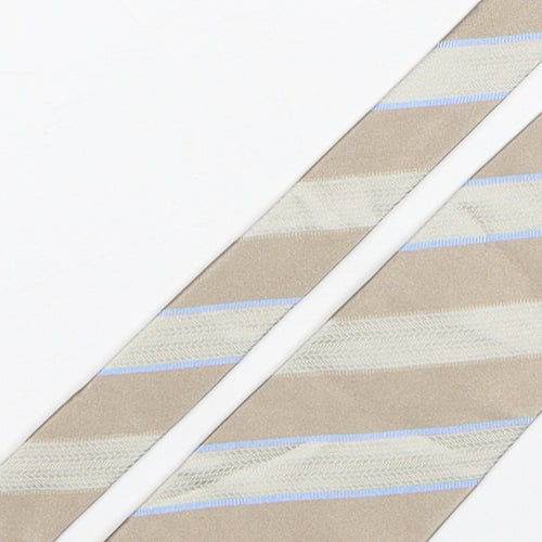 Thomas Nash  Mens Beige Striped Silk Pointed Tie One Size