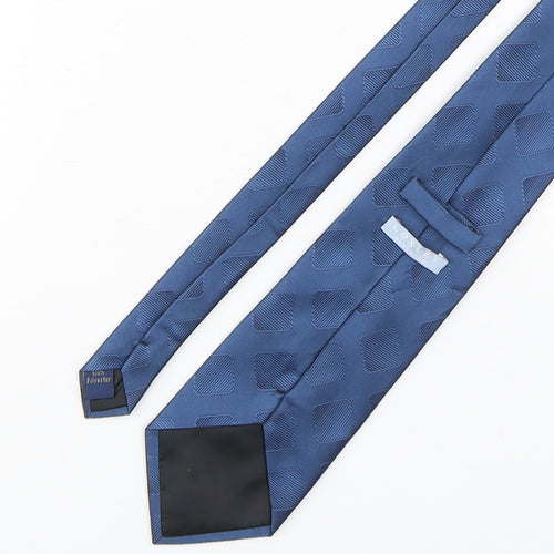 Loxley Mens Blue Geometric Polyester Pointed Tie One Size