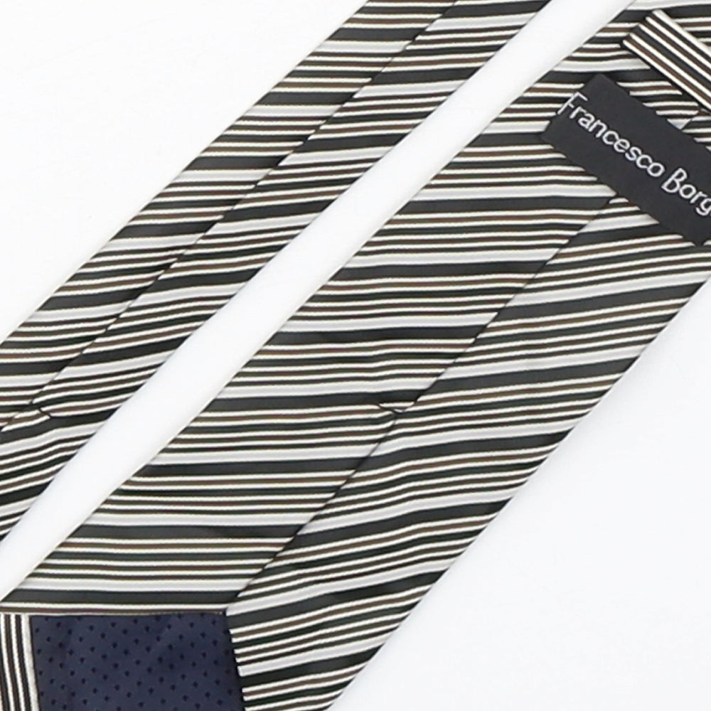 Francesco Borgia Mens Multicoloured Striped Polyester Pointed Tie One Size