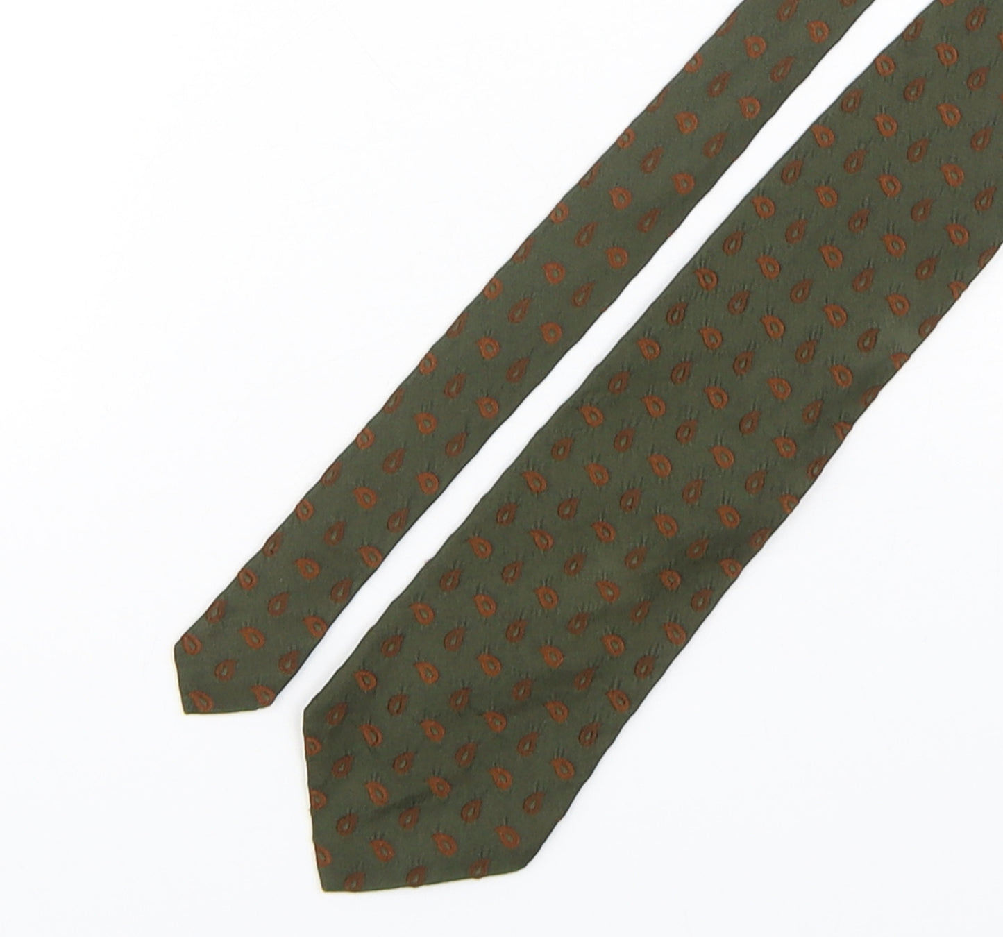Ermenegildo Zegna Mens Green Paisley Silk Pointed Tie One Size