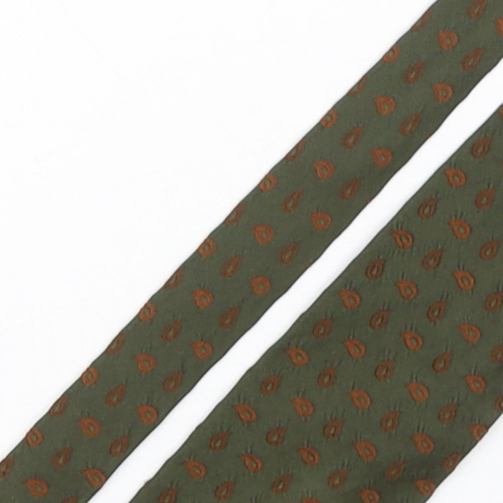 Ermenegildo Zegna Mens Green Paisley Silk Pointed Tie One Size