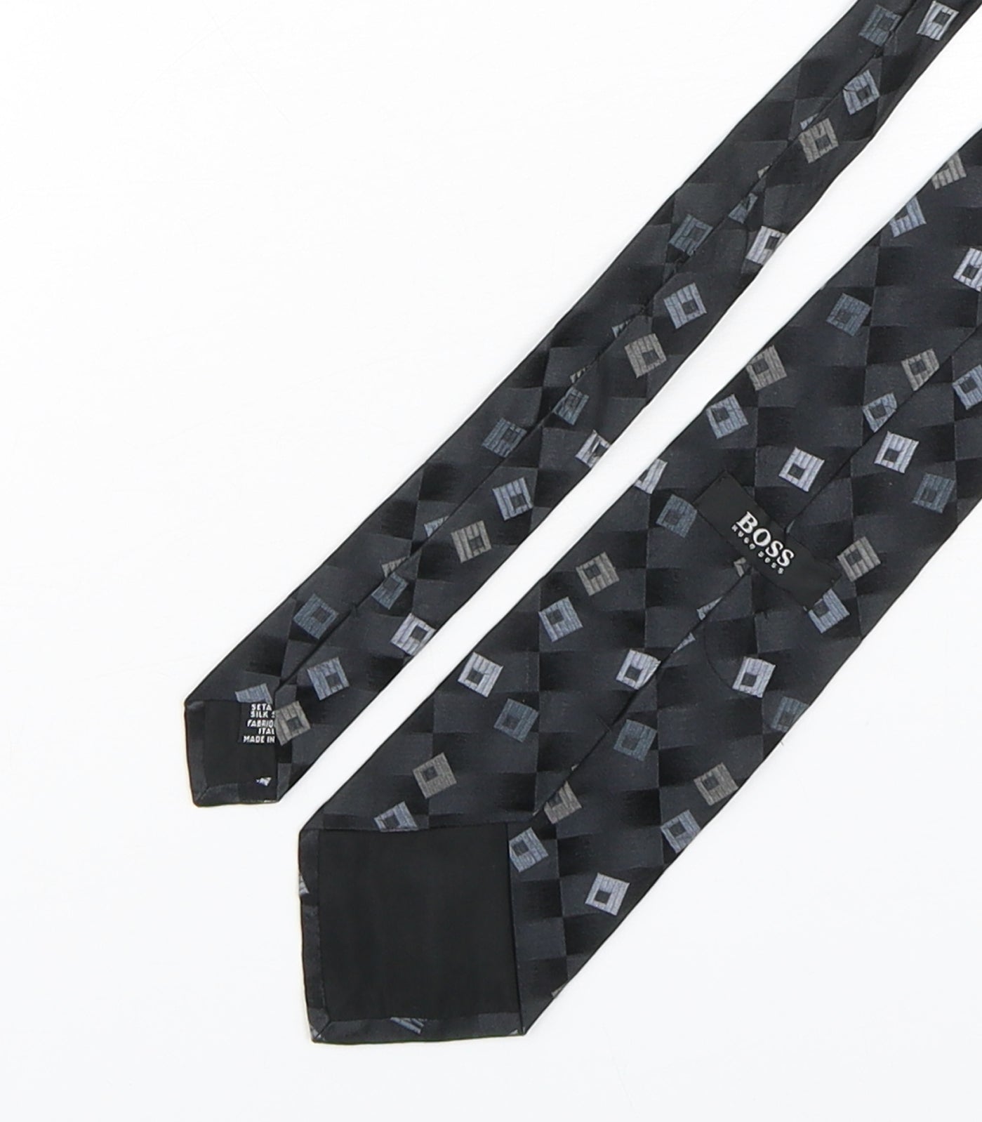 HUGO BOSS Mens Grey Geometric Silk Pointed Tie One Size