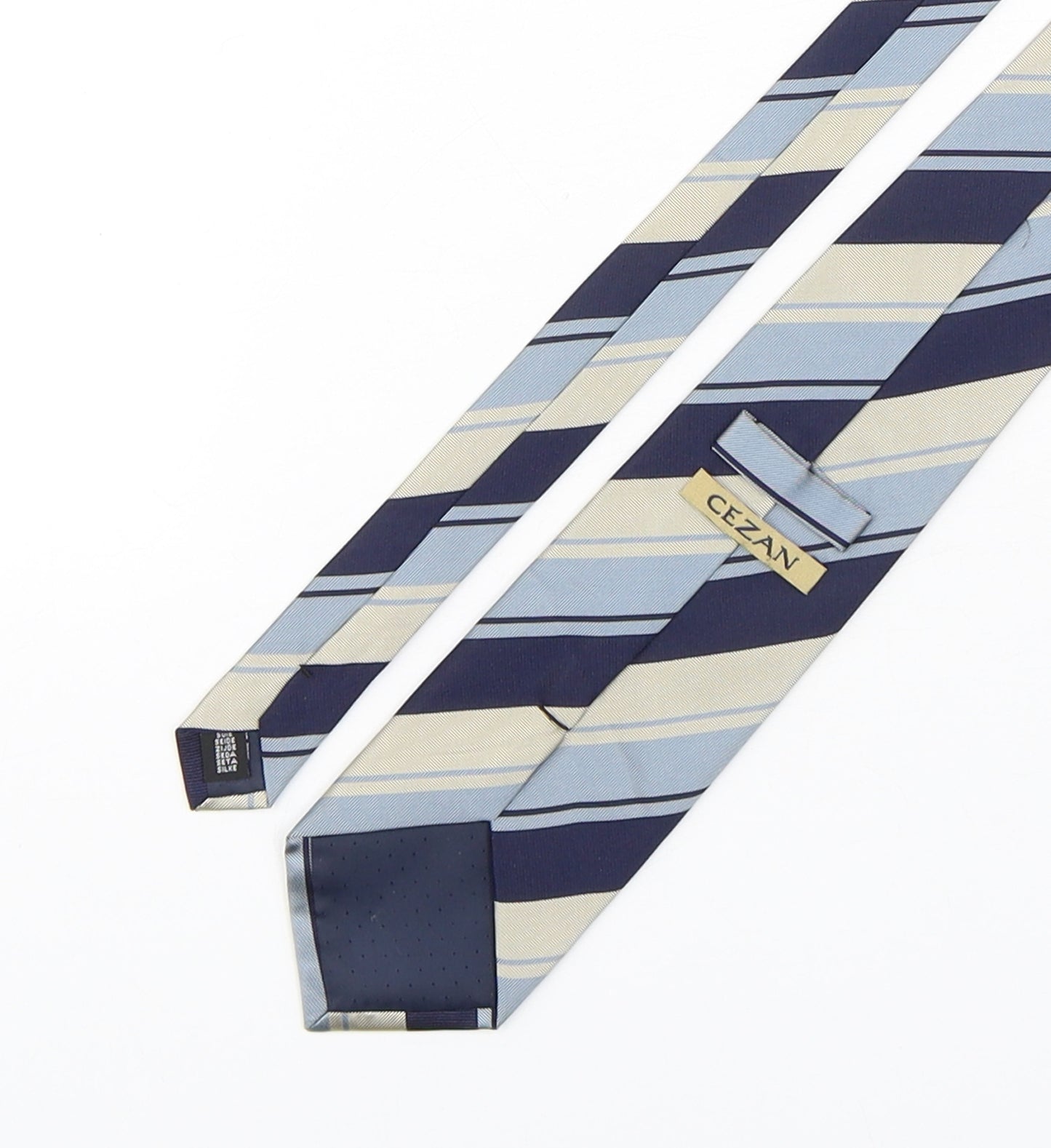 Cezan Mens Multicoloured Striped Silk Pointed Tie One Size