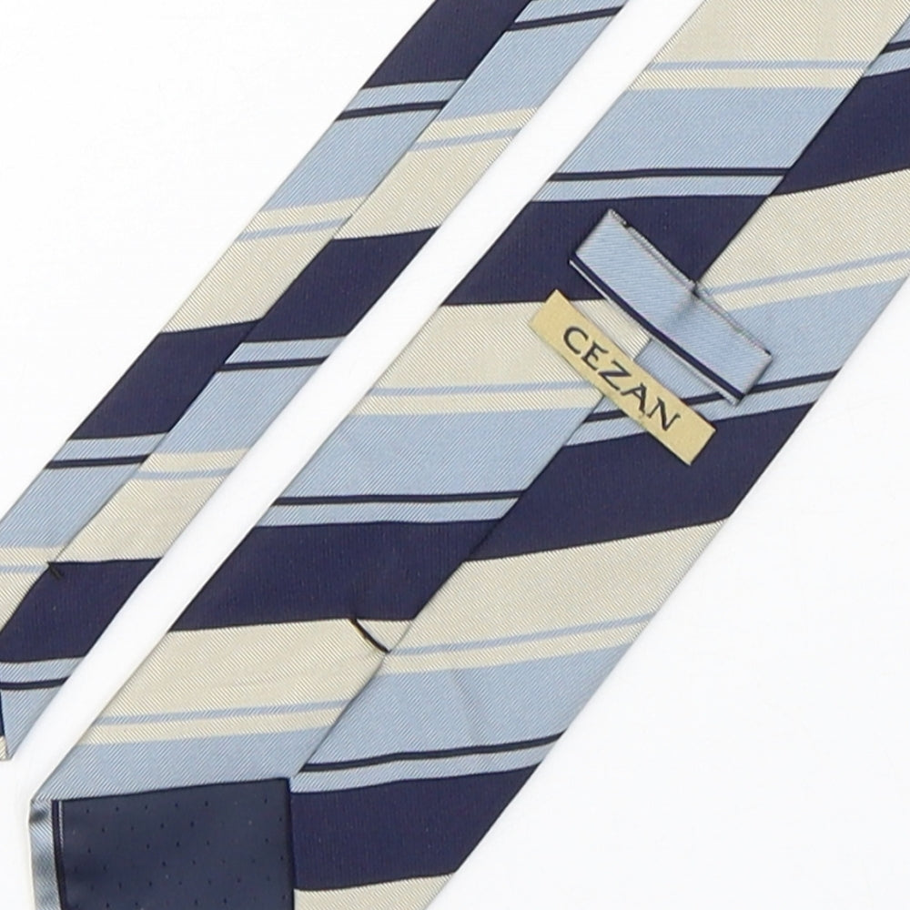 Cezan Mens Multicoloured Striped Silk Pointed Tie One Size
