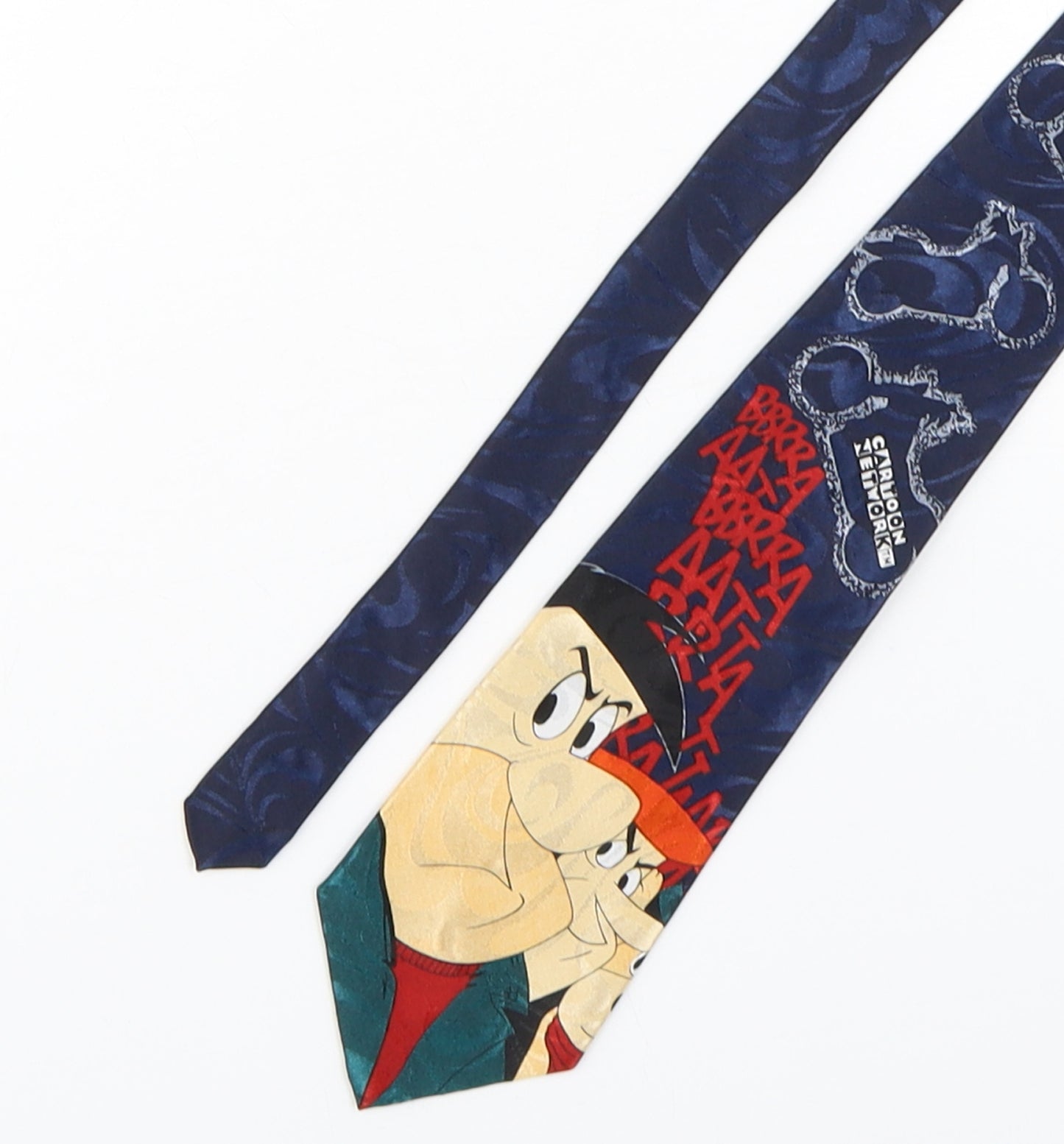 Cartoon Network Mens Blue Geometric Silk Pointed Tie One Size - The Flinstones