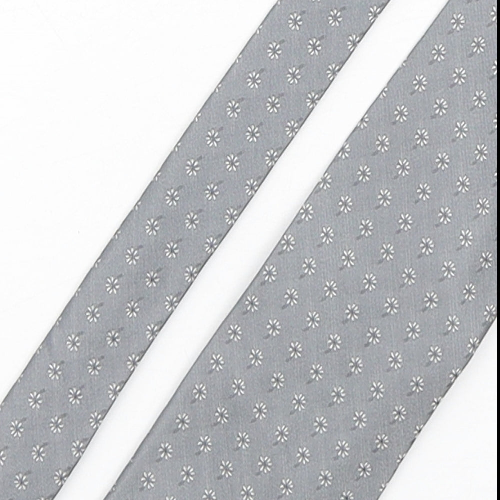Daniel Hechter Mens Grey Floral Silk Pointed Tie One Size