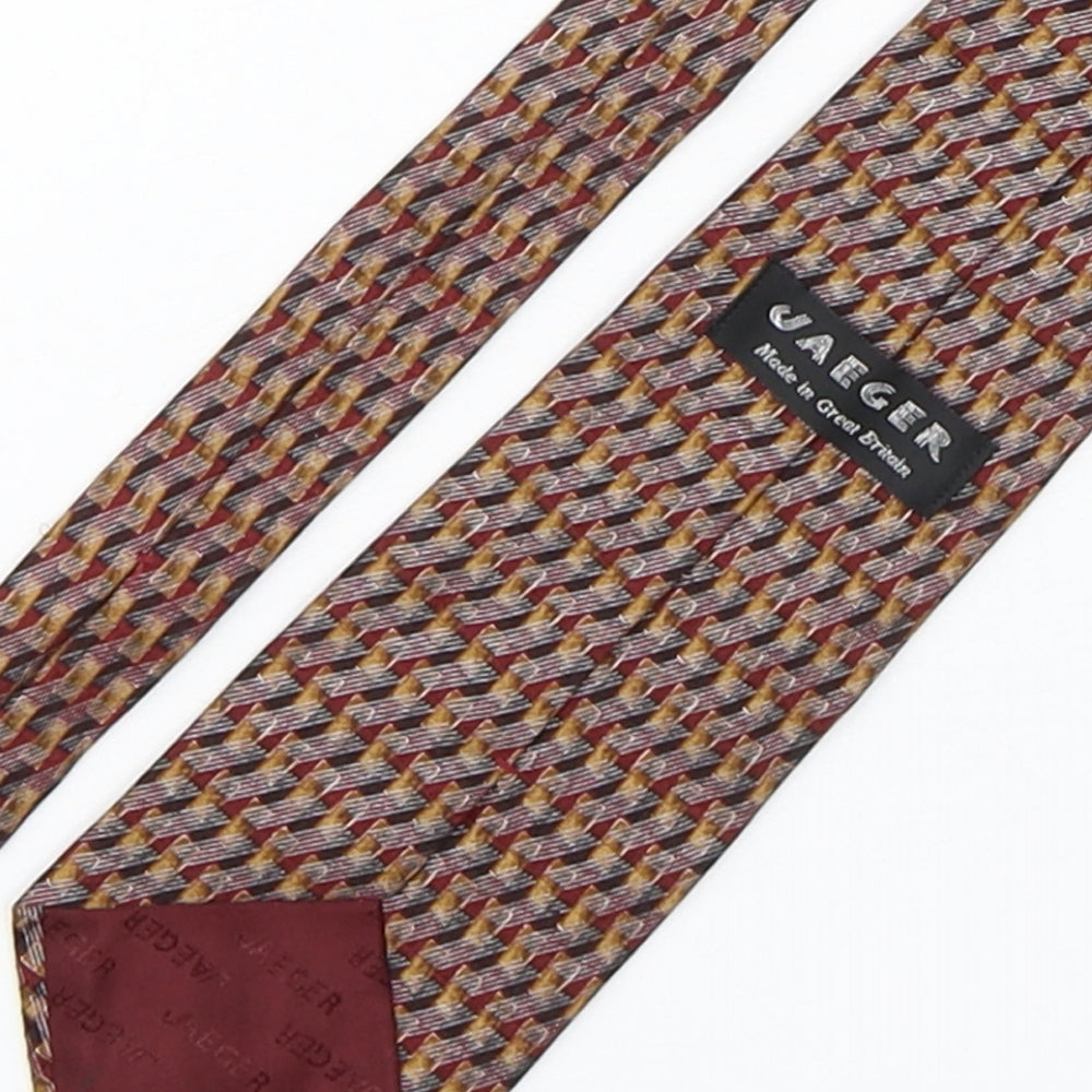 Jaeger Mens Multicoloured Geometric Silk Pointed Tie One Size