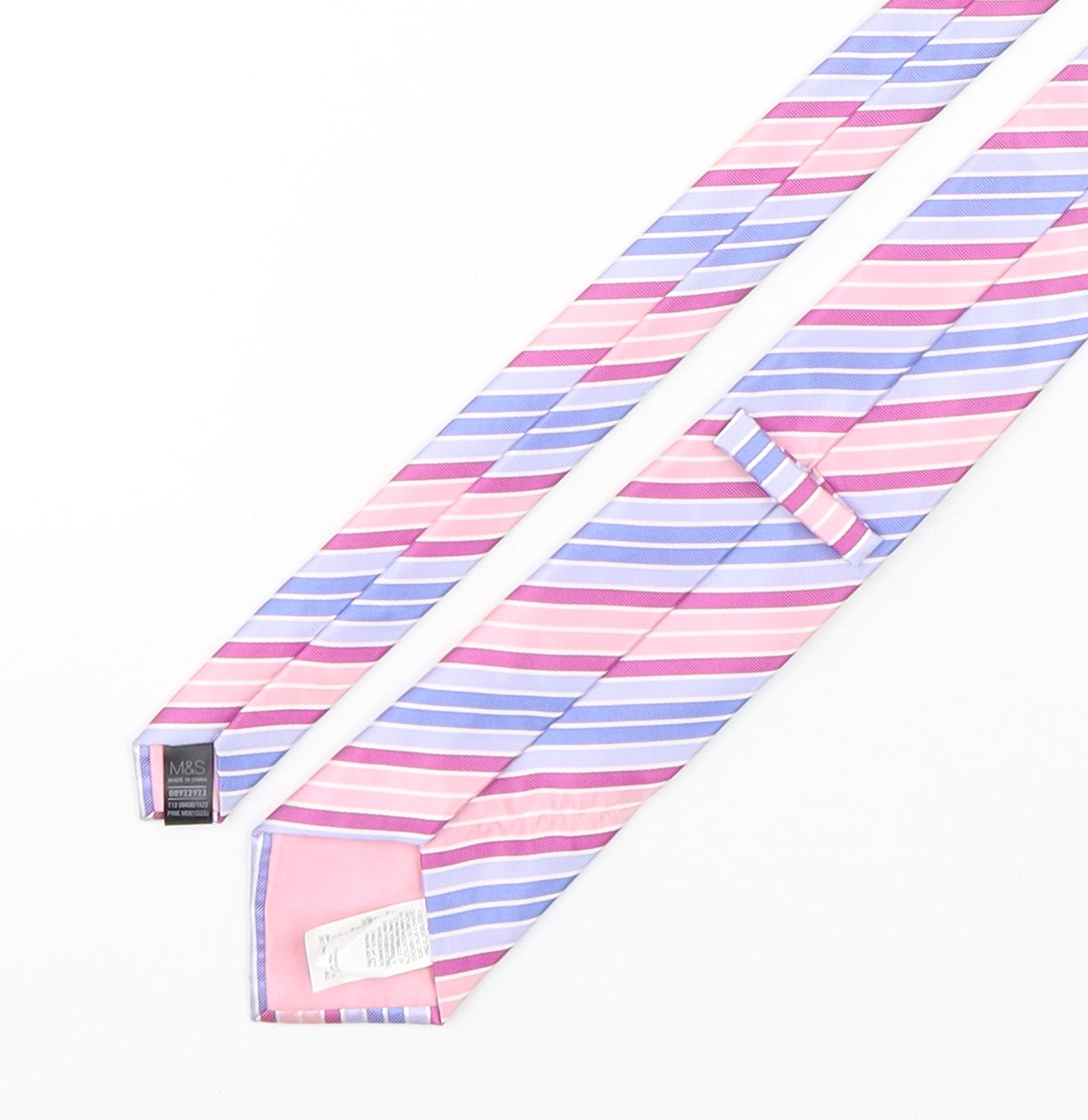 Marks and Spencer Mens Multicoloured Striped Polyester Pointed Tie One Size