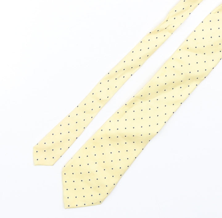 Preworn Mens Yellow Polka Dot Silk Pointed Tie One Size