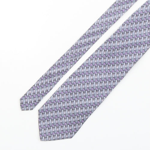 The Nature Conservancy Mens Grey Geometric Silk Pointed Tie One Size - Rabbit Print