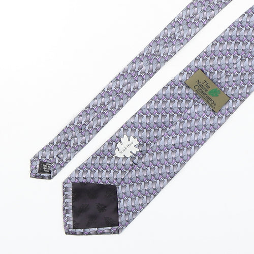 The Nature Conservancy Mens Grey Geometric Silk Pointed Tie One Size - Rabbit Print
