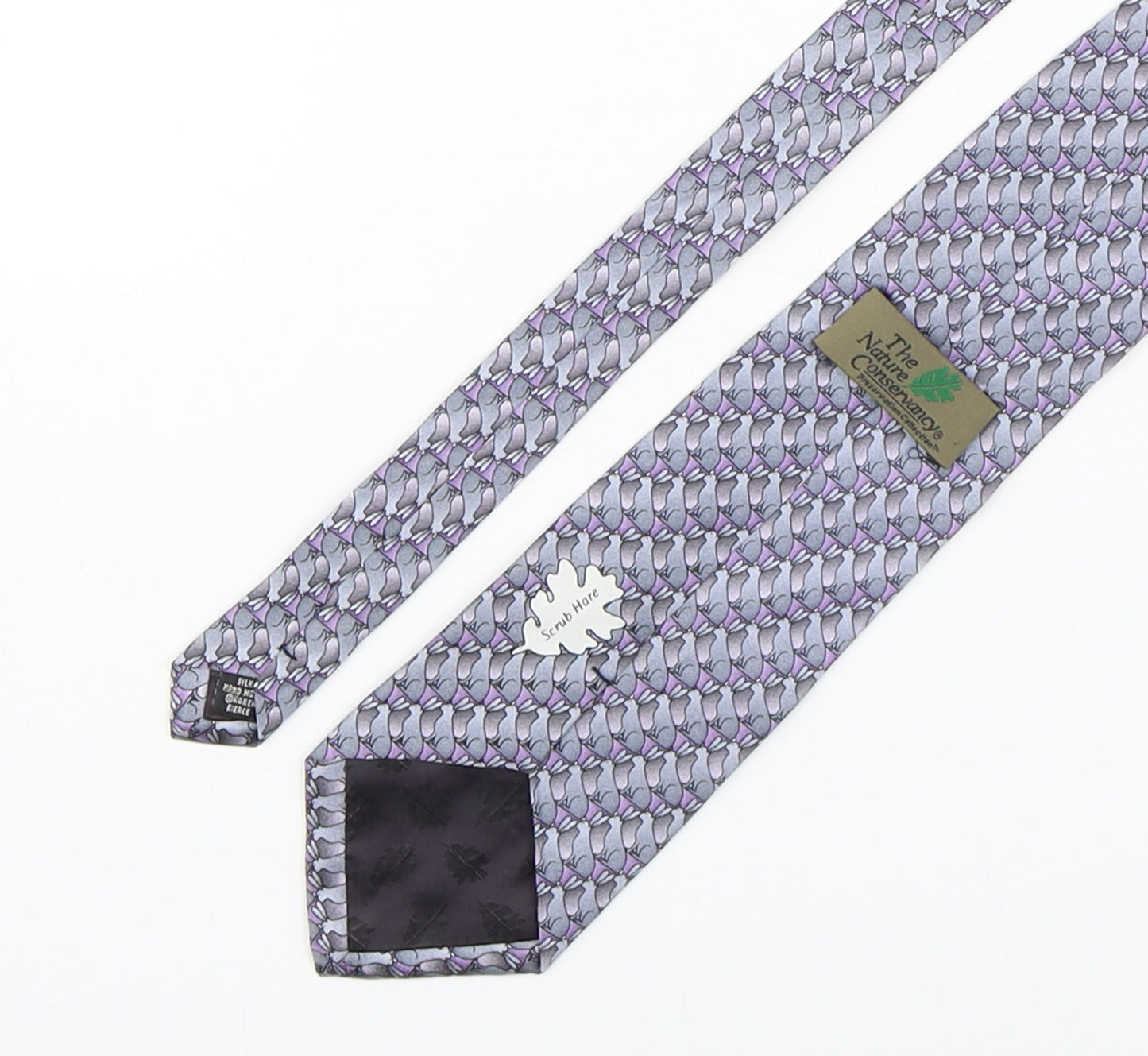 The Nature Conservancy Mens Grey Geometric Silk Pointed Tie One Size - Rabbit Print