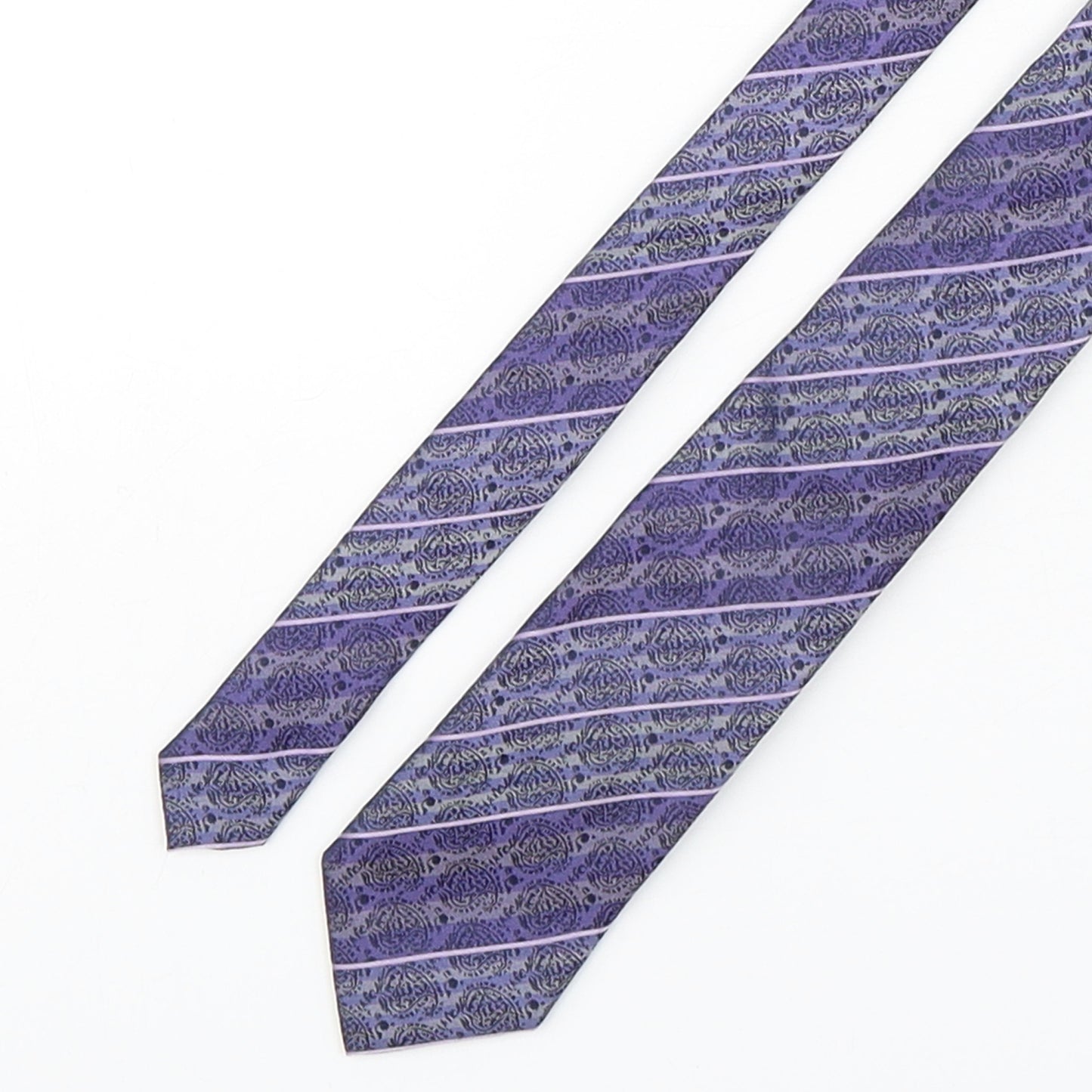 Slaters Mens Purple Paisley Silk Pointed Tie One Size