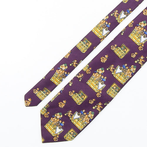 C&A Mens Purple Geometric Silk Pointed Tie One Size - TEDDY BEARS