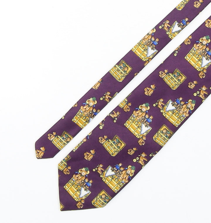 C&A Mens Purple Geometric Silk Pointed Tie One Size - TEDDY BEARS
