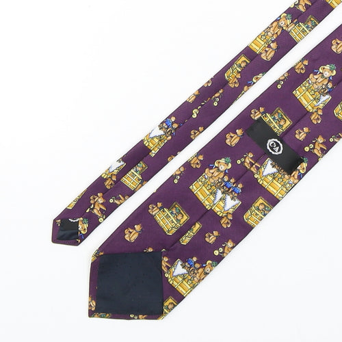 C&A Mens Purple Geometric Silk Pointed Tie One Size - TEDDY BEARS
