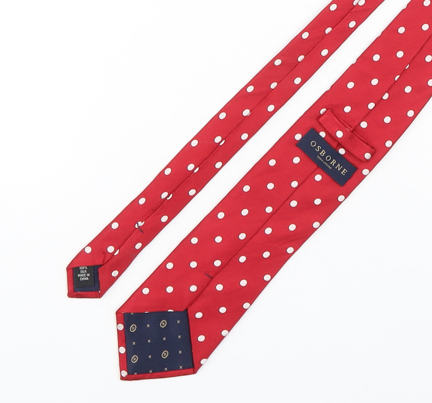 Osborne Mens Red Polka Dot Silk Pointed Tie One Size