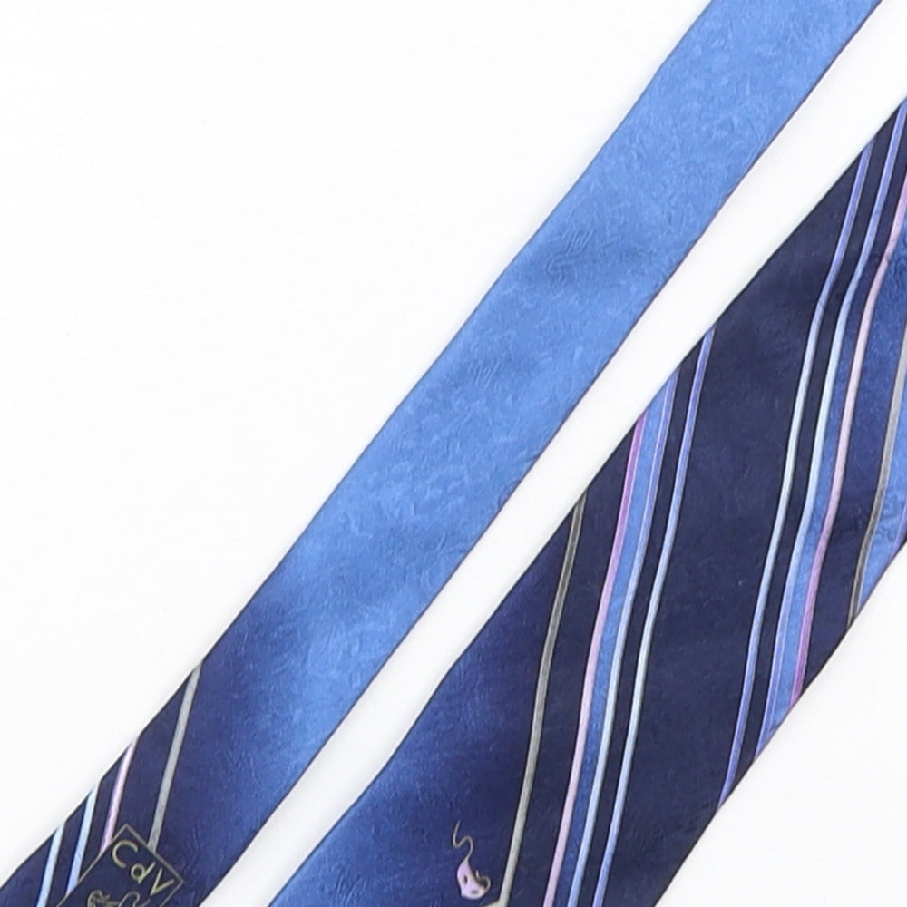 carnaval de venise Mens Blue Striped Silk Pointed Tie One Size