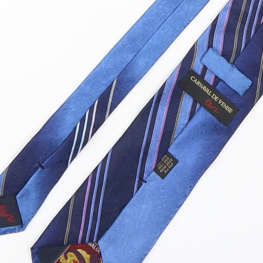 carnaval de venise Mens Blue Striped Silk Pointed Tie One Size