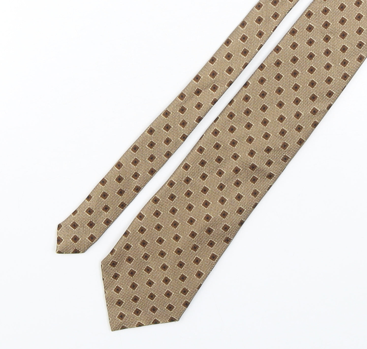 Marks and Spencer Mens Brown Geometric Silk Pointed Tie One Size