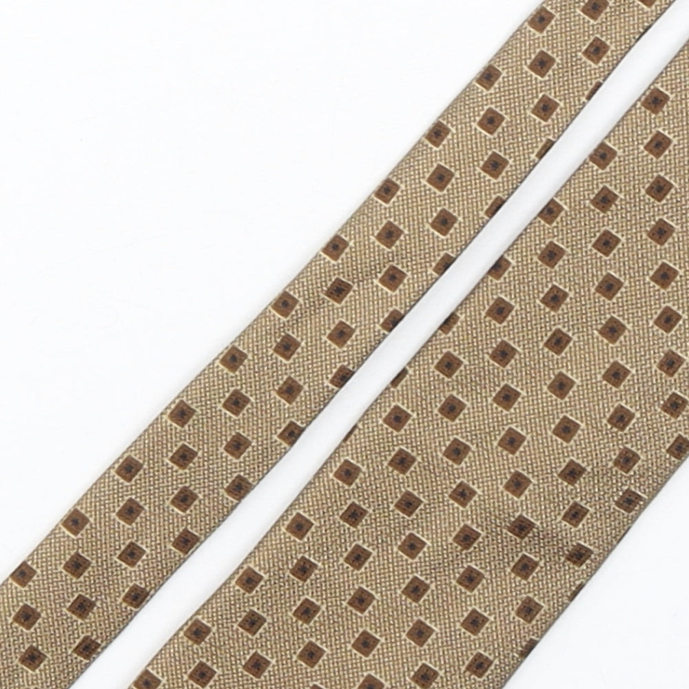 Marks and Spencer Mens Brown Geometric Silk Pointed Tie One Size