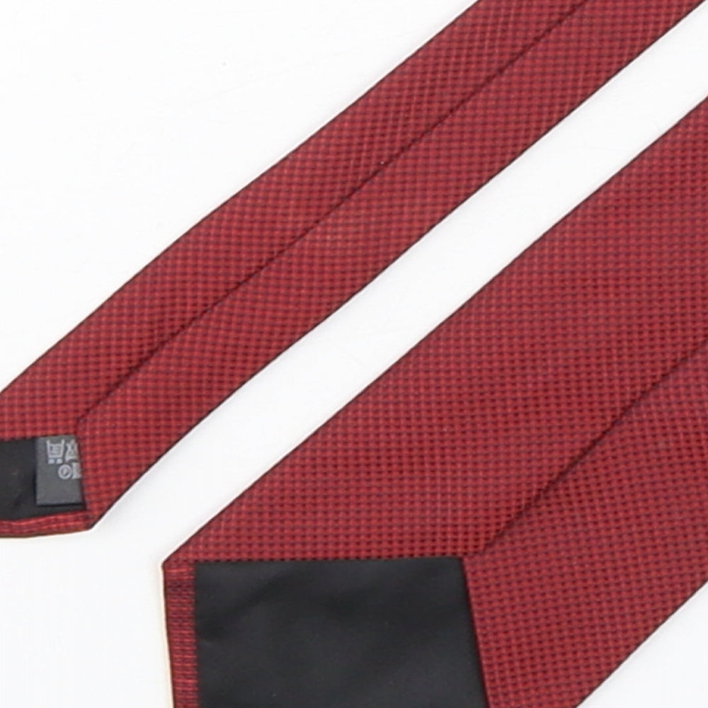 Marks and Spencer Mens Red Plaids & Checks Polyester Pointed Tie One Size