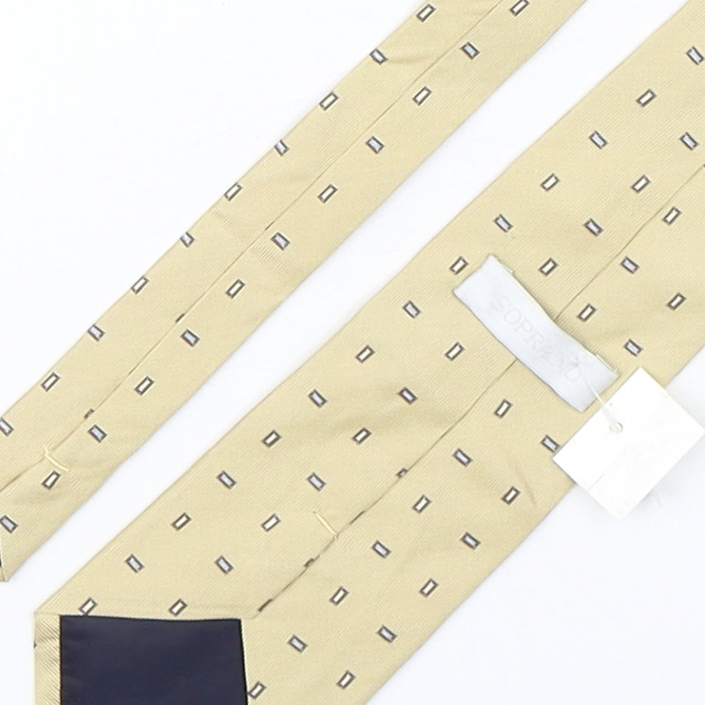 soprano  Mens Beige Polka Dot Silk Pointed Tie One Size
