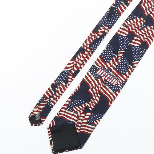 America Mens Multicoloured Striped Polyester Pointed Tie One Size