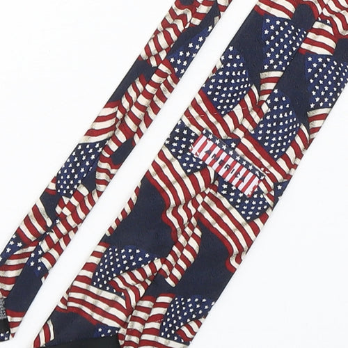 America Mens Multicoloured Striped Polyester Pointed Tie One Size
