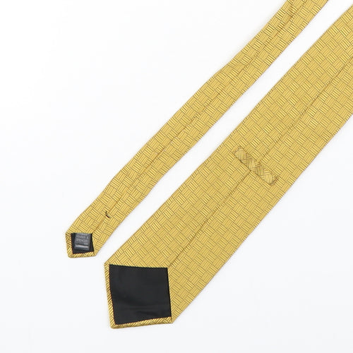 Marks and Spencer Mens Gold Geometric Polyester Pointed Tie One Size