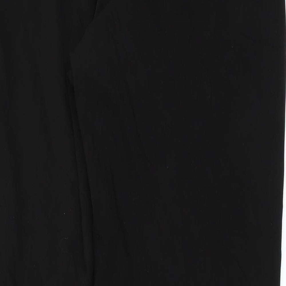 Marks and Spencer Womens Black  Polyester Cropped Trousers Size 12 L27 in Regular Button