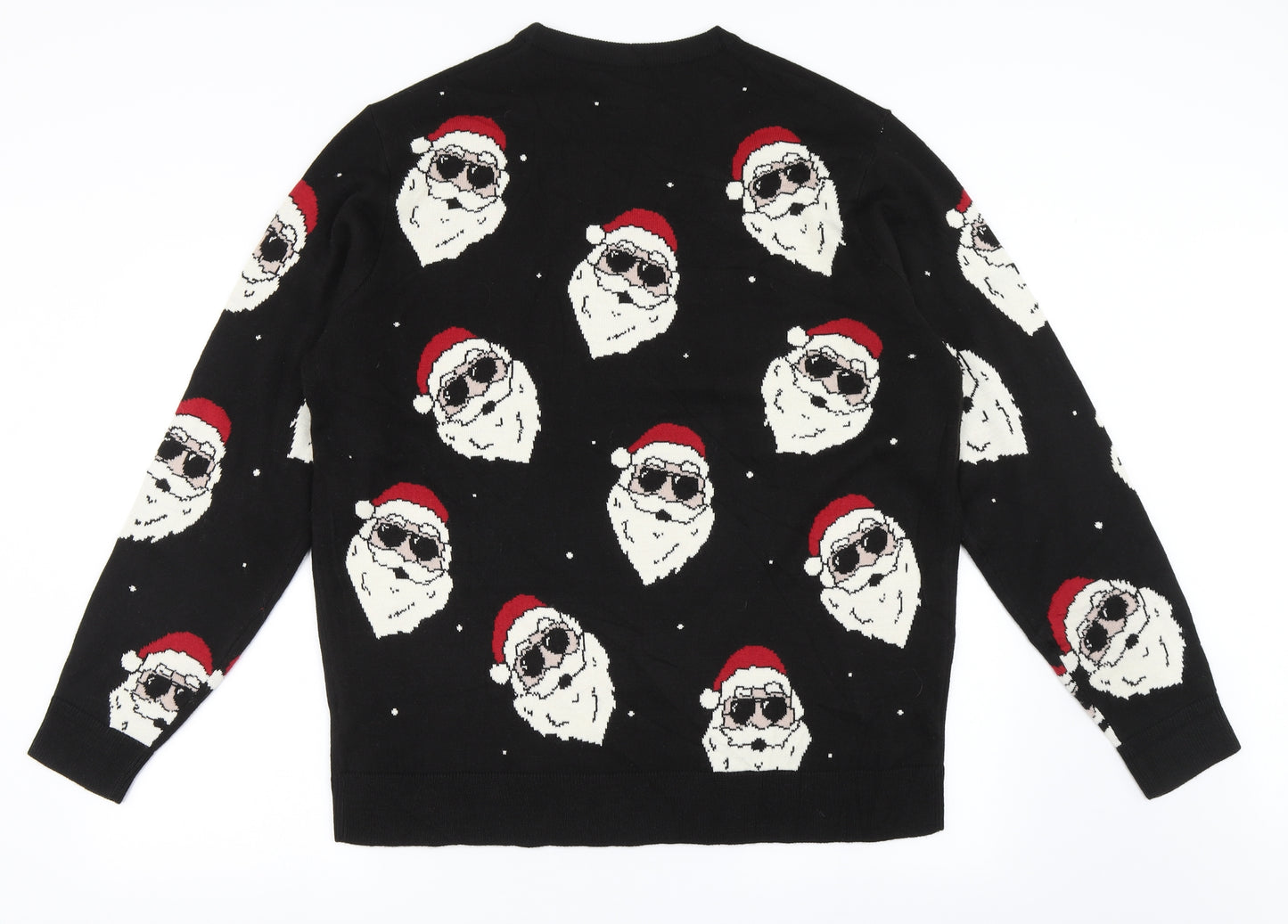 George Mens Black Round Neck  Acrylic Pullover Jumper Size XL   - Santa, Christmas