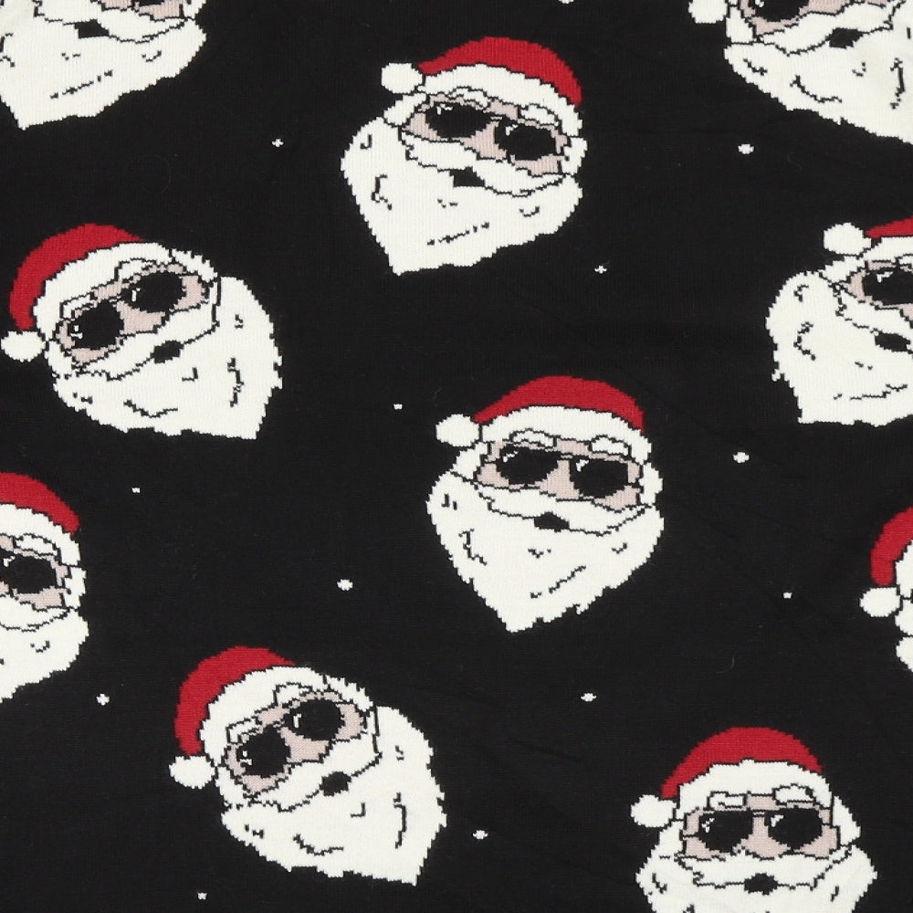 George Mens Black Round Neck  Acrylic Pullover Jumper Size XL   - Santa, Christmas