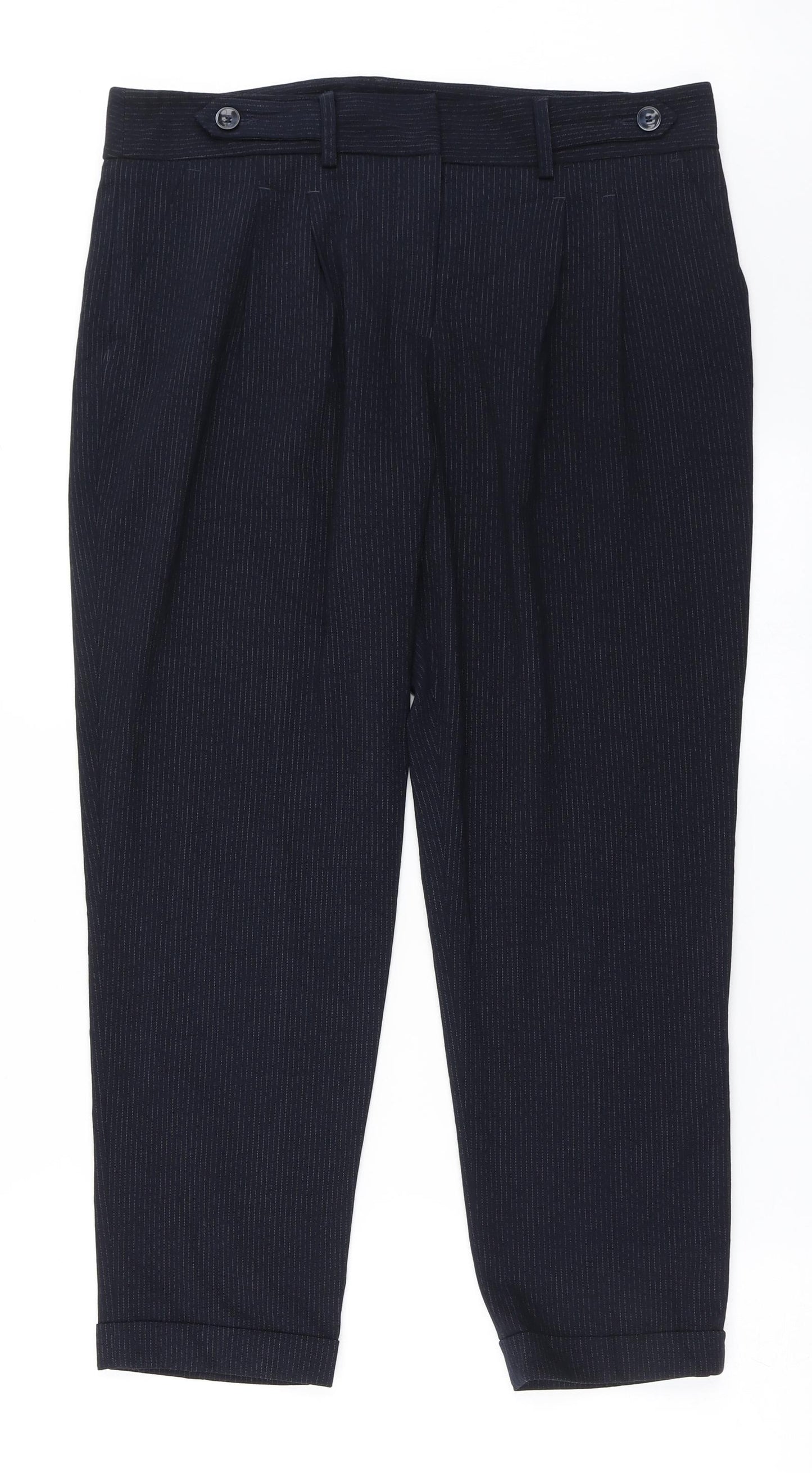NEXT Womens Blue  Polyester Dress Pants Trousers Size 14 L26 in Regular Button