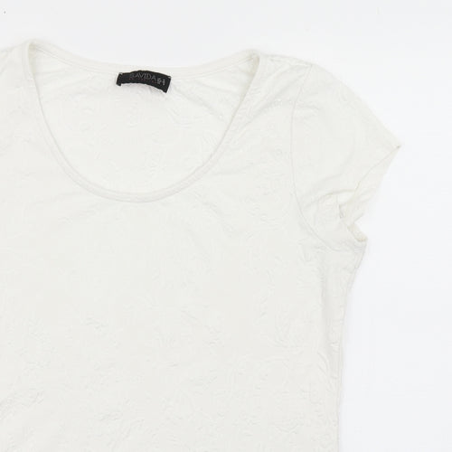 Savida Womens Ivory  Polyester Basic T-Shirt Size 10 Scoop Neck