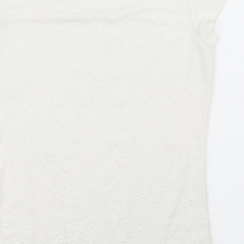 Savida Womens Ivory  Polyester Basic T-Shirt Size 10 Scoop Neck