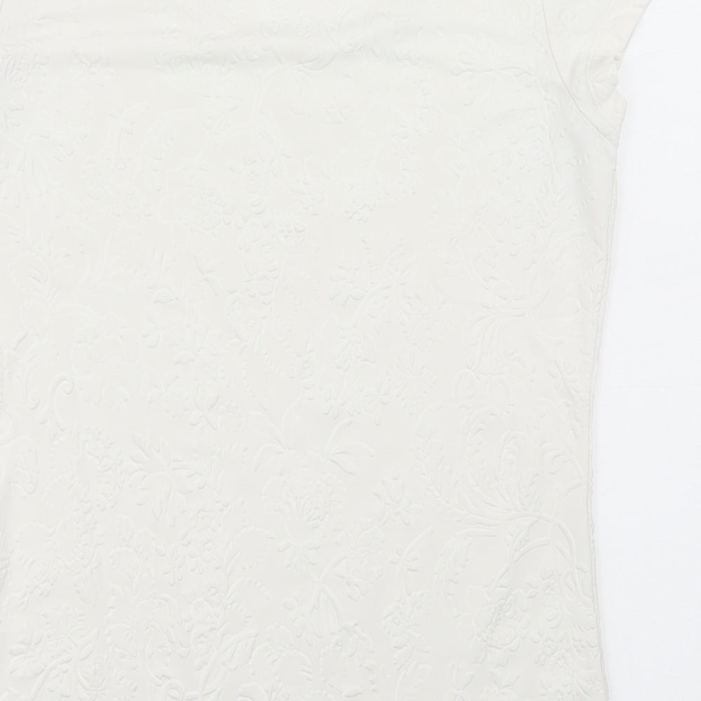 Savida Womens Ivory  Polyester Basic T-Shirt Size 10 Scoop Neck